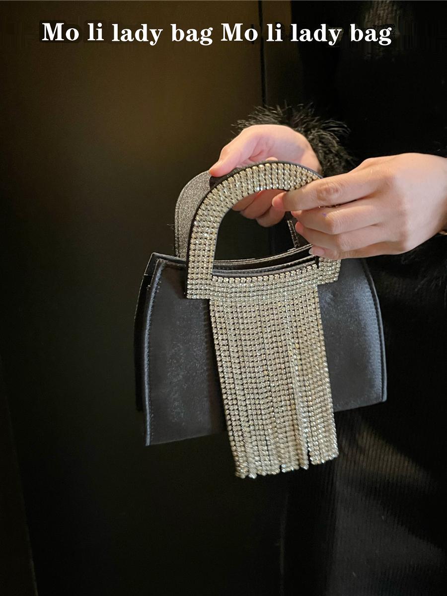 Women'S Young Bags - Shiny Tassel Design Diamond Small Square
