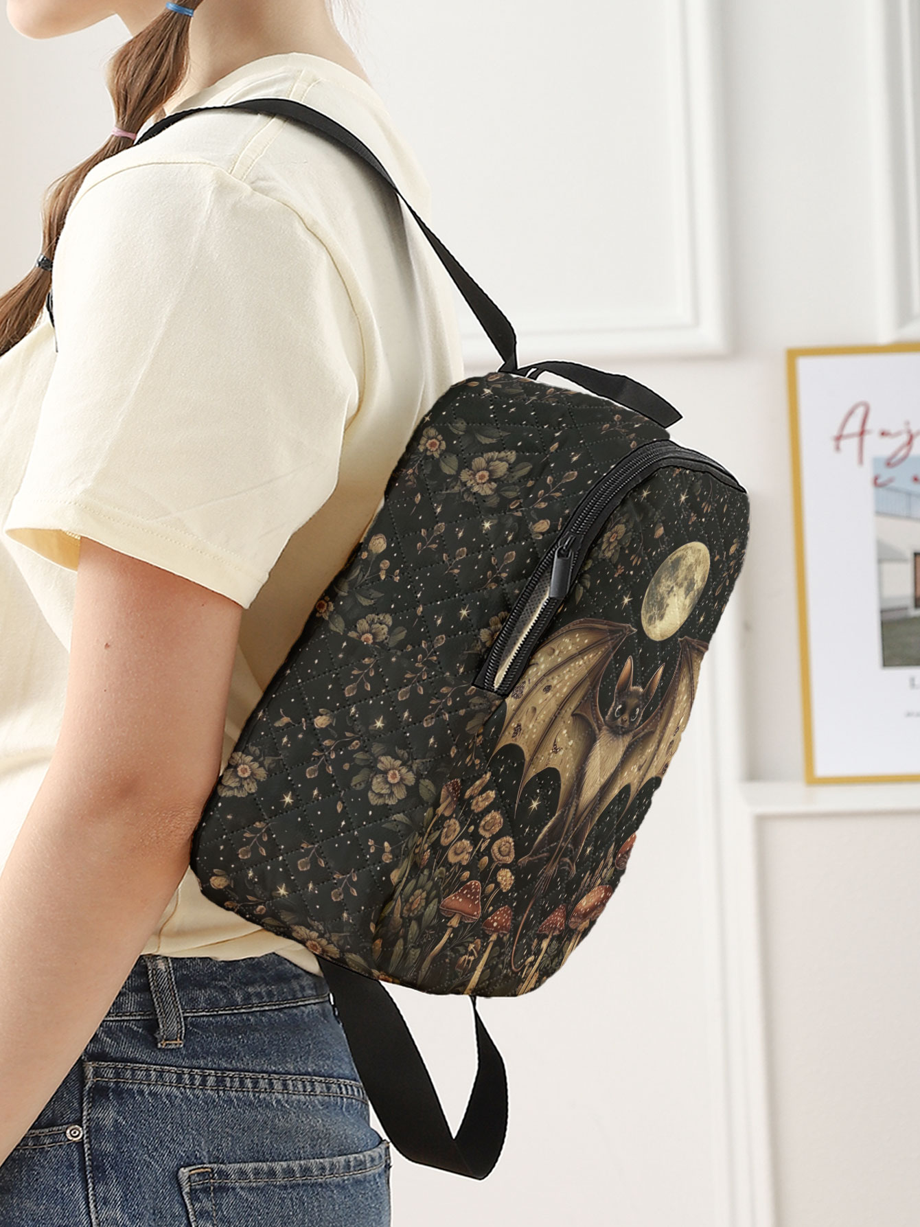 Bat Moon Mushroom Floral Print - Women'S Bags Going Out review and price